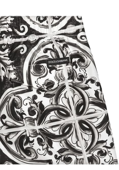 Swim Boxers with Black Maiolica Print DOLCE & GABBANA KIDS | L4J818-ON01DHY5DQ